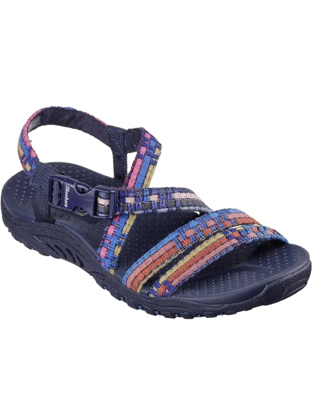 Skechers Navy Sandal with Multicolor Woven Straps-New with TAGS